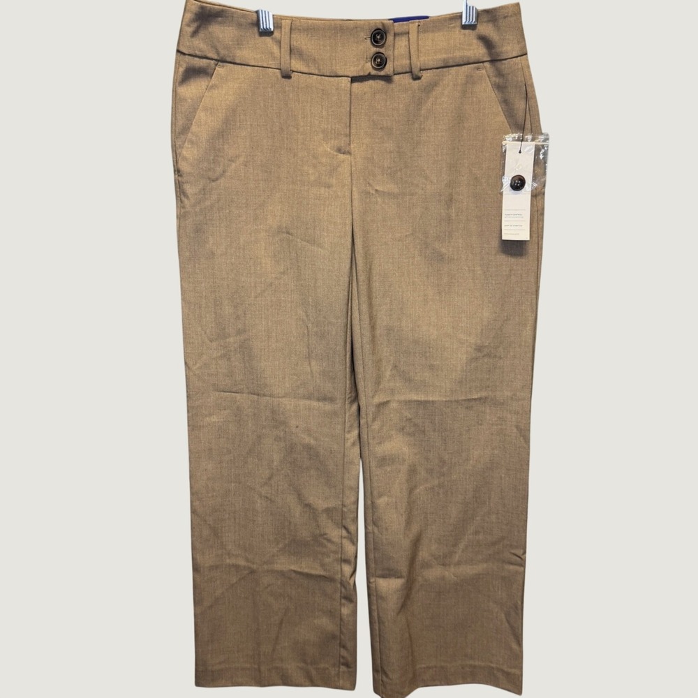 2309 | NWT Apt. 9 Mid Rise Straight Leg Trouser Pants Tan Womens 12 Petite